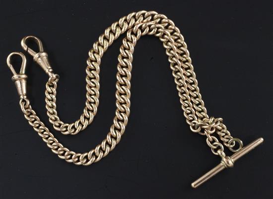 An early 20th century 9ct gold albert, 16in.